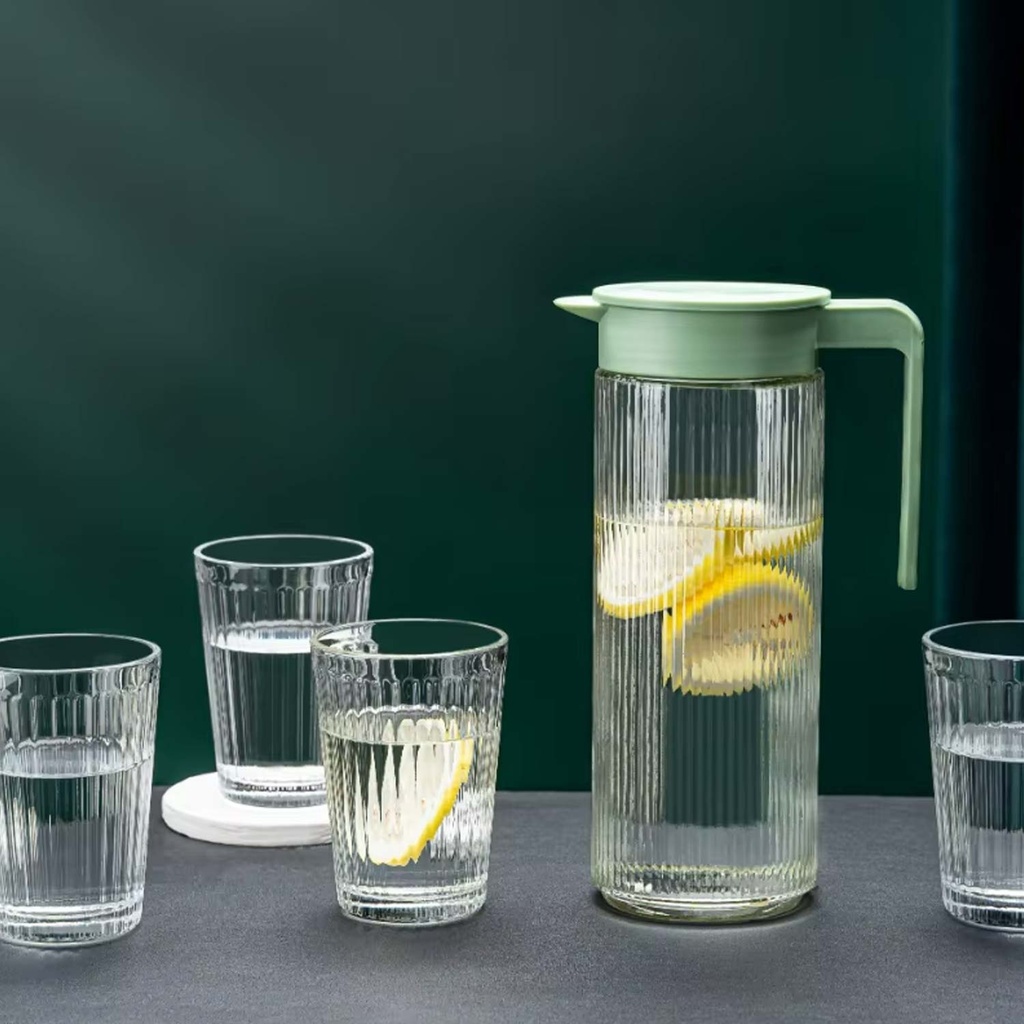 360 HOME GLASS BLAZING WATER POT 1000ML CUP 280ML