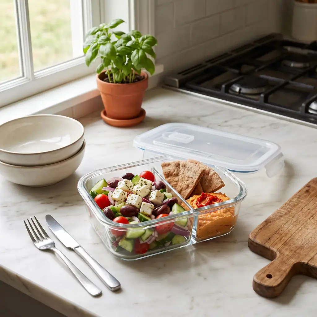 360 HOME GLASS CONTAINER 2 COMPARTIMENTS BXW-101-2