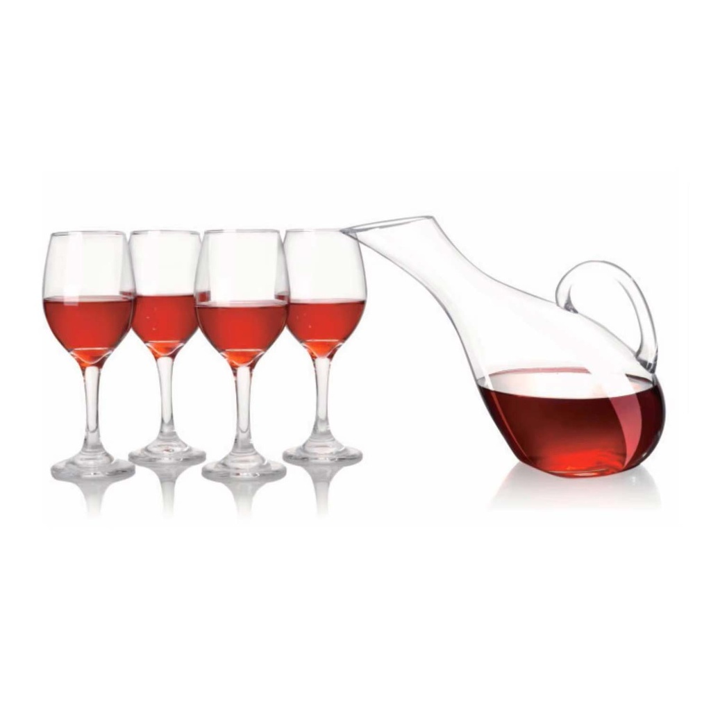 360 HOME GLASS BIG SWAN POT WINE SET 7PCS 3057
