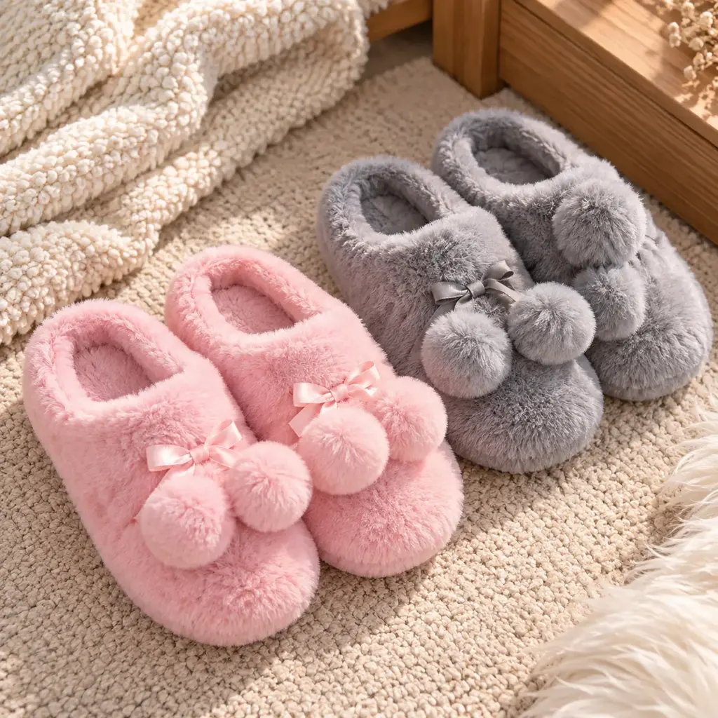 360 HOME Ladies winter flat cozy slipper fur styli