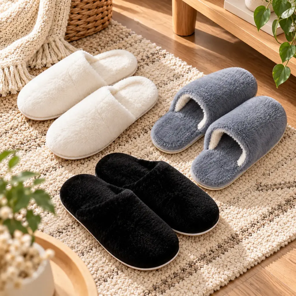 360COTTON LadY winter flat cozy slipper fur styli