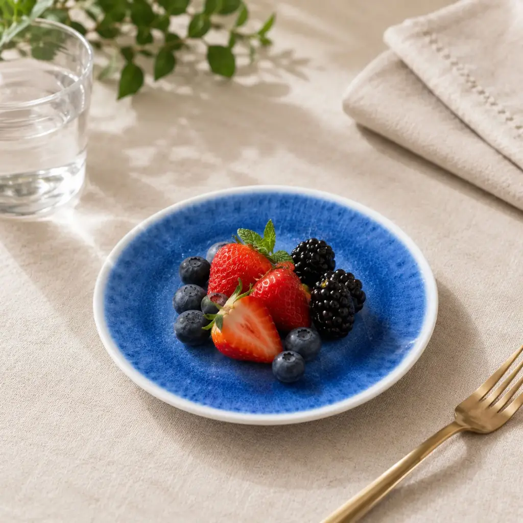 9"PLATE 360 HOME MELAMINE PRINTED BLUE CEMENT DES