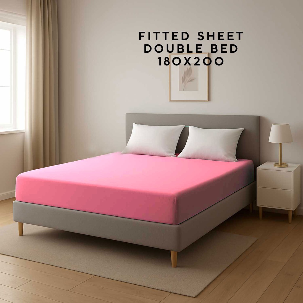 360 HOME FITTED SHEET DOUBLE PINK