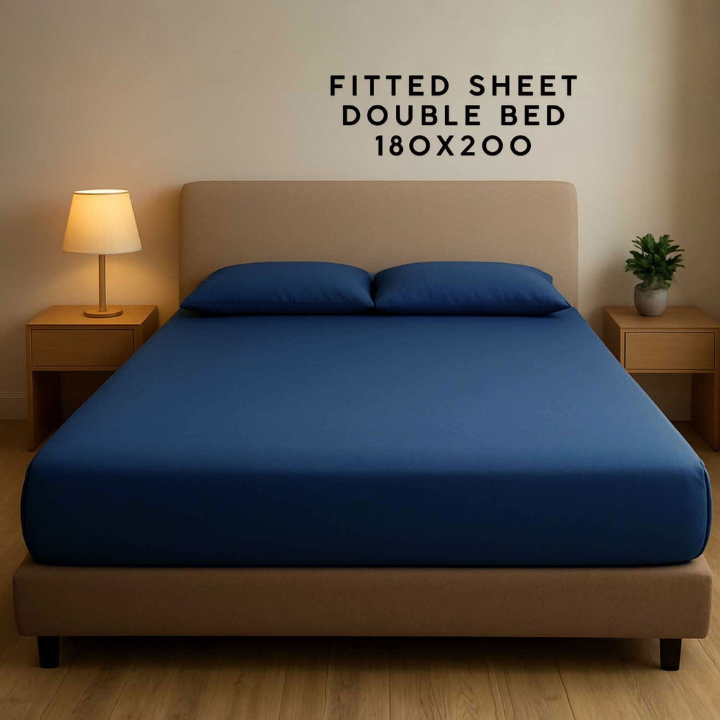 360 HOME FITTED SHEET DOUBLE NAVY