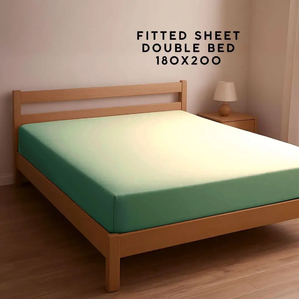 360 HOME BED SHEET WHITY SET, FITTED SHEET DOUBLE 180X200 MINT 