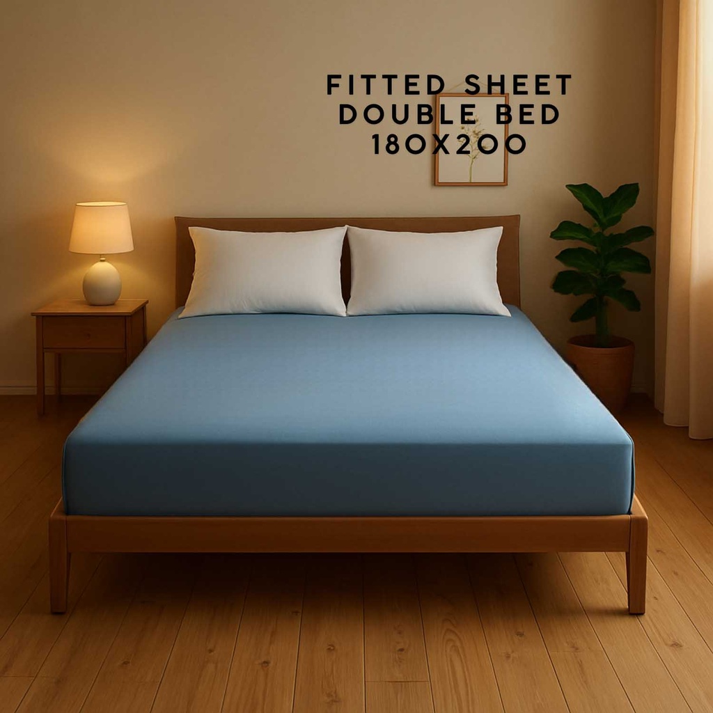360 HOME FITTED SHEET DOUBLE BLUE