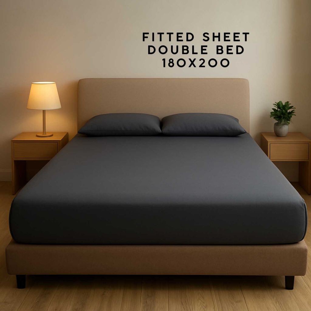 360 HOME FITTED SHEET DOUBLE GREY
