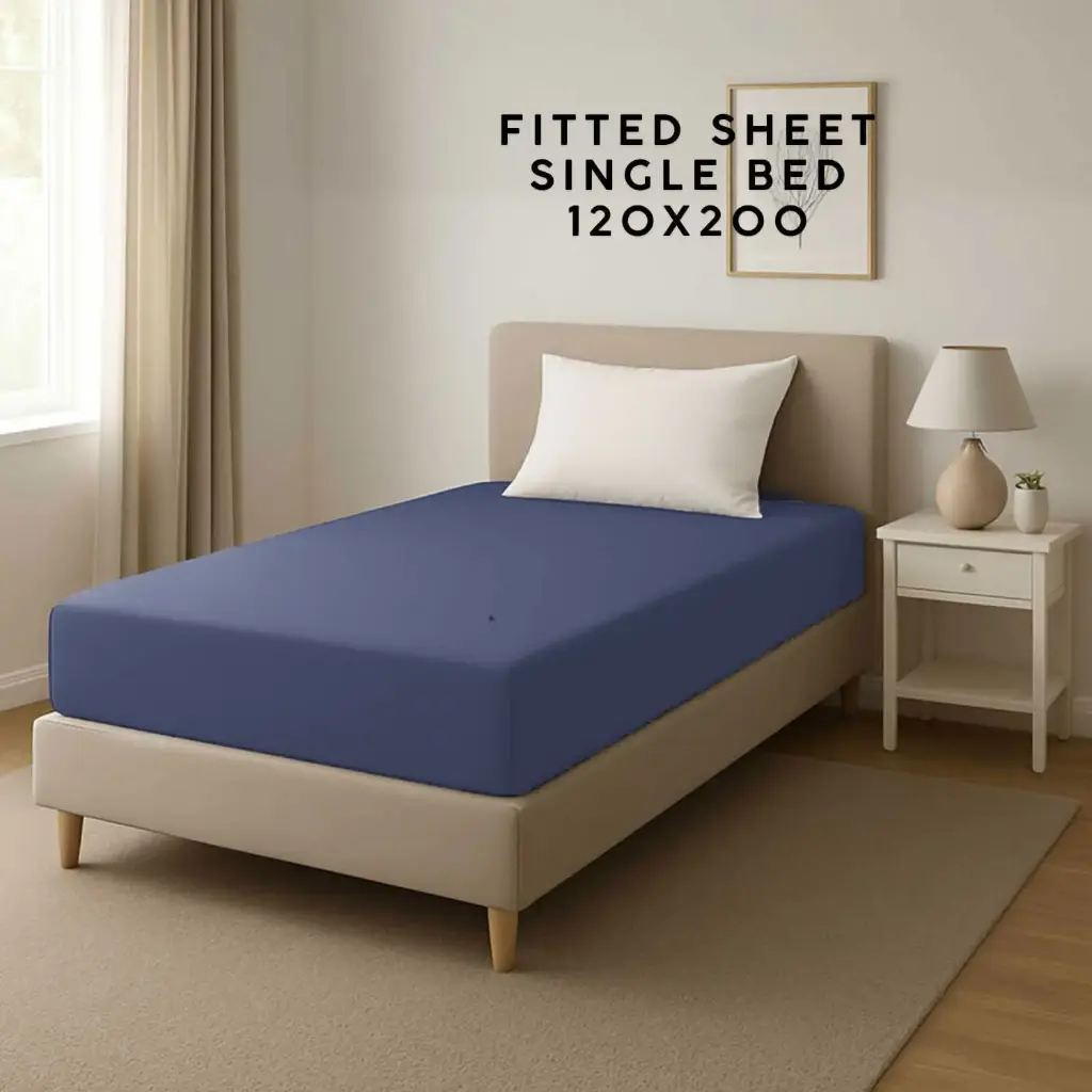 360 HOME FITTED SHEET SINGLE NAVY