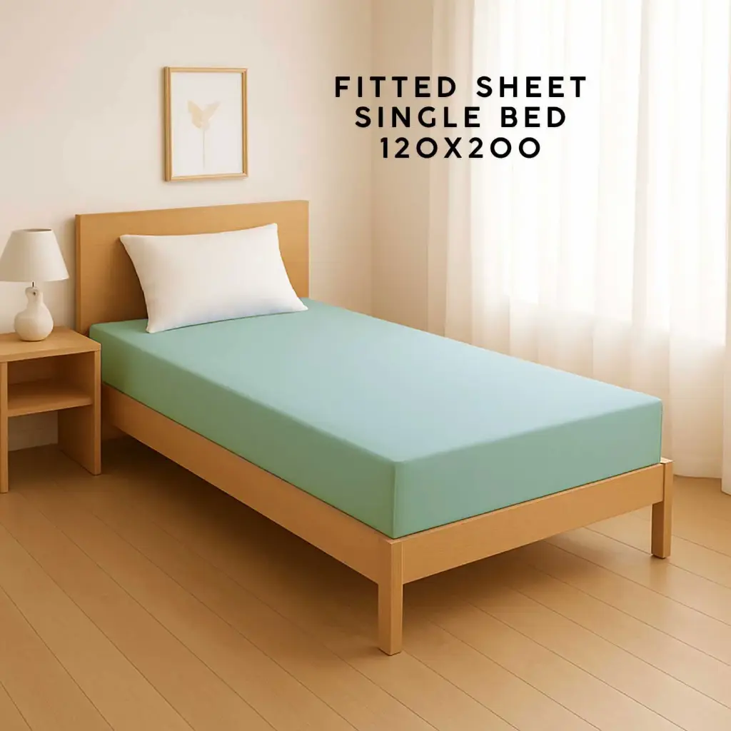 360 HOME 360 HOME BED SHEET WHITY SET, FITTED SHEET SINGLE 120X200 MINT 