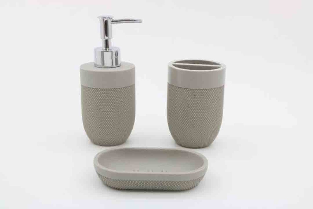 360HOME LOTION BOTTE CUP SOAP DISH SET LIGHT GREY
