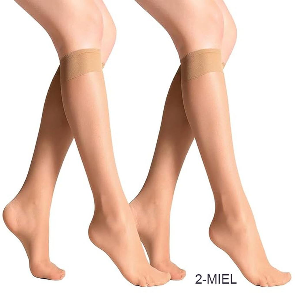 NYLON KNEE-HIGH PACK OF 2 MIEL