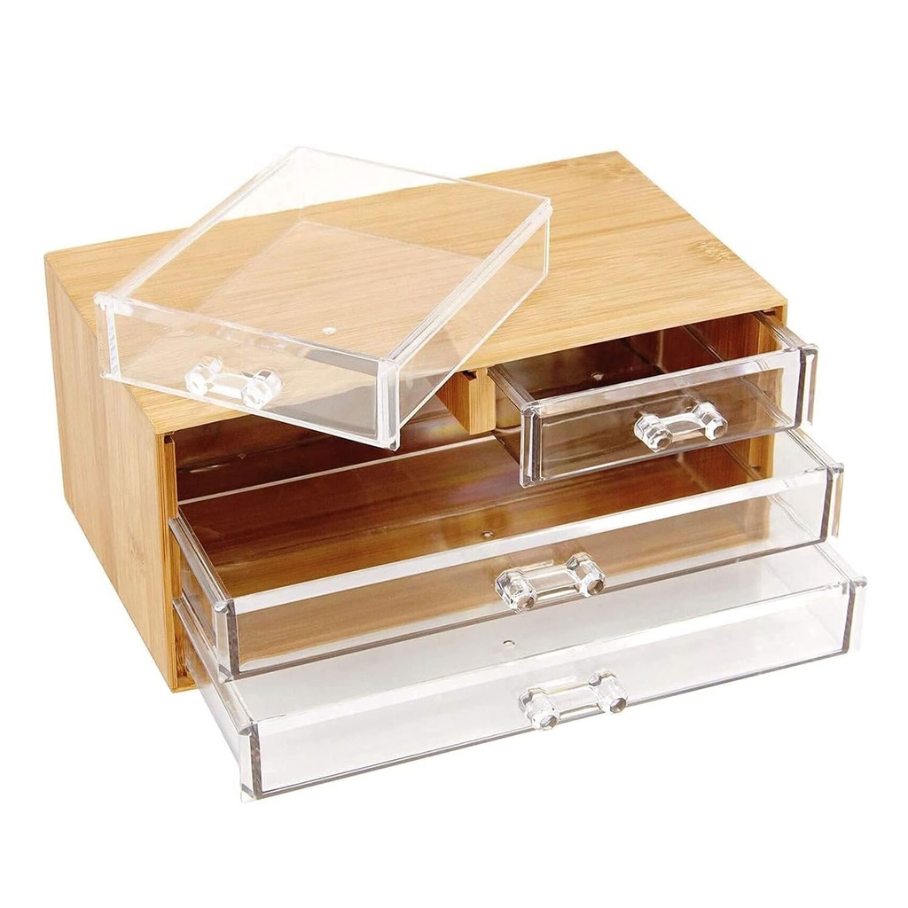 360HOME BOX 4 DRAWERS PS+BAMBOO 24.3X15.3X11