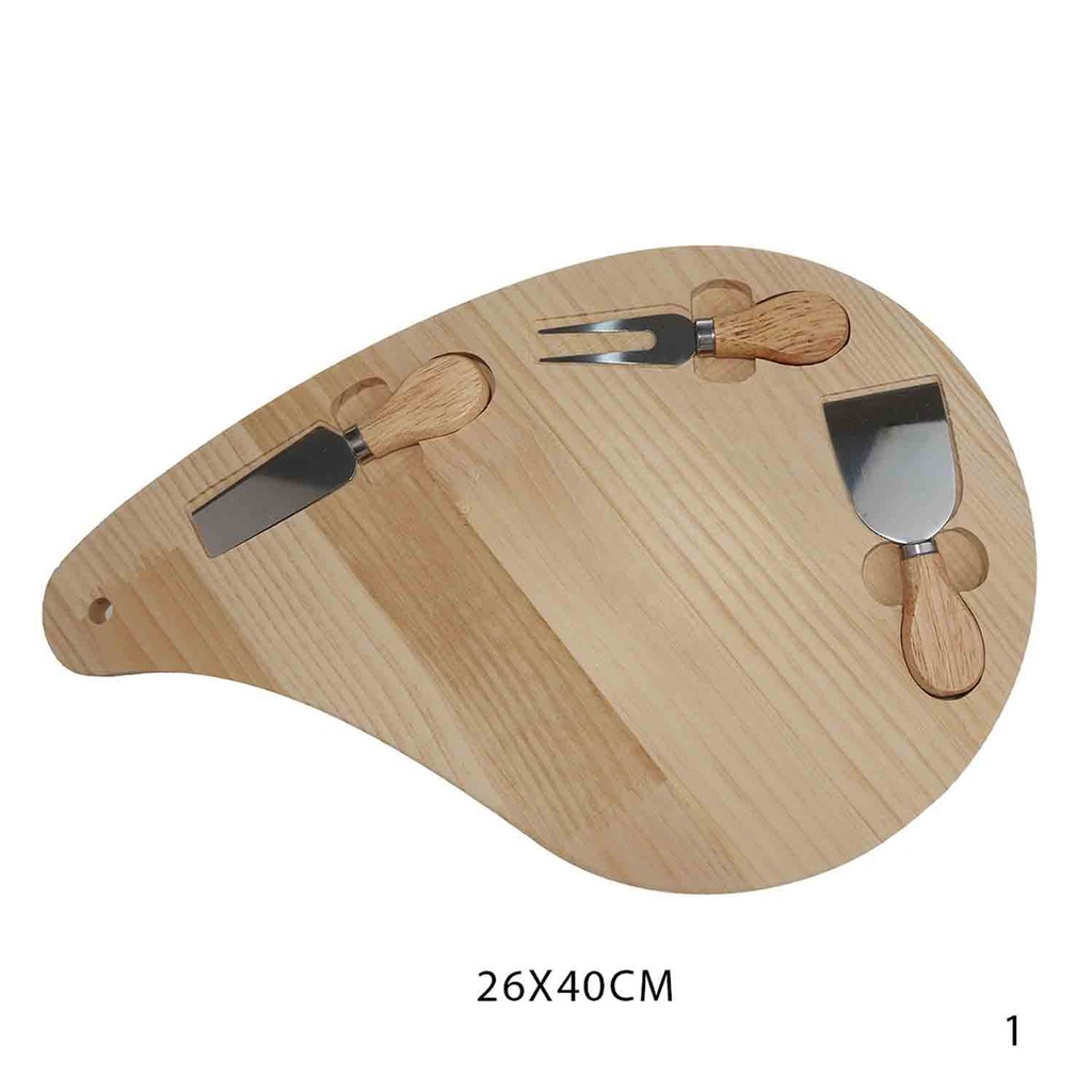 360 HOME CHEESE BOARD WOODEN WITH 3 CUTTLERIESs