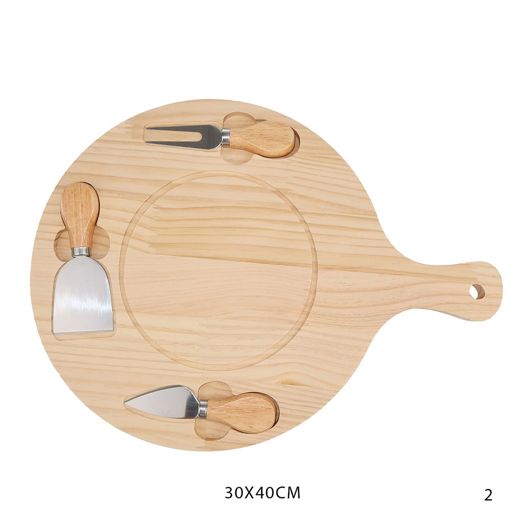 360 HOME CHEESE BOARD WOODEN ROUND 30X40X2