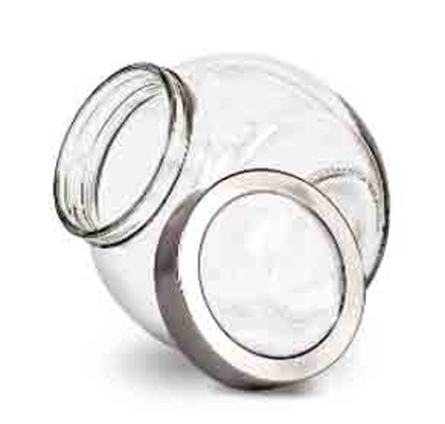 360 HOME GLASS JAR 1600 ML WITH COVER FLAT DRUM