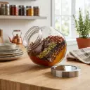 360 HOME GLASS JAR 1600 ML WITH COVER FLAT DRUM