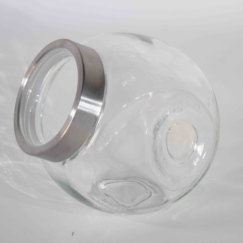 360 HOME GLASS JAR 600ML WITH COVER FLAT DRUM