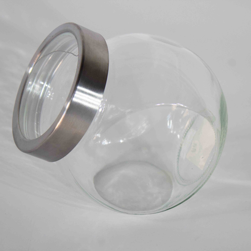 360 HOME GLASS JAR 400ML WITH COVER FLAT DRUM