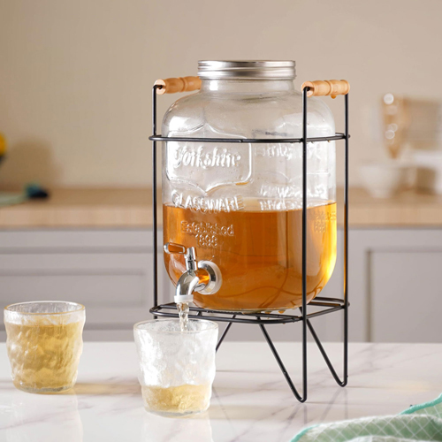 360 HOME GLASS DISPENSER WITH HIGH METAL STAND 4L