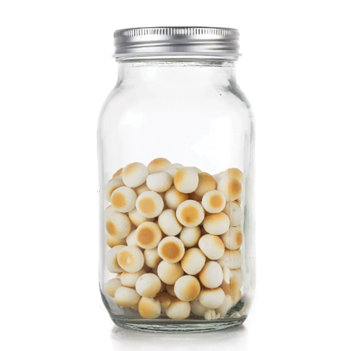 360 HOME GLASS JAR 750ML 16.3CM*8.7CM SILVER COVER