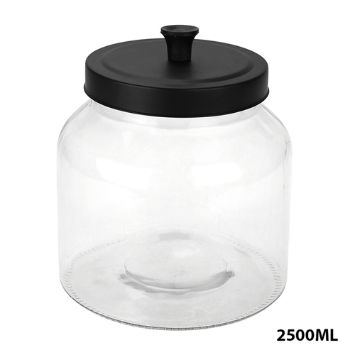 360 HOME GLASS JAR 2500ML WITH BLACK MATT COVER