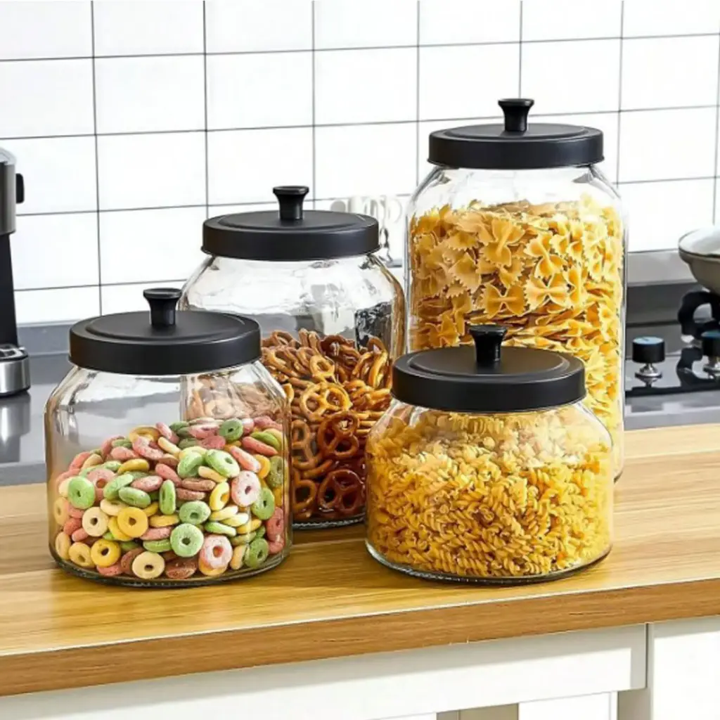 360 HOME GLASS JAR 3500ML WITH BLACK MATT COVER