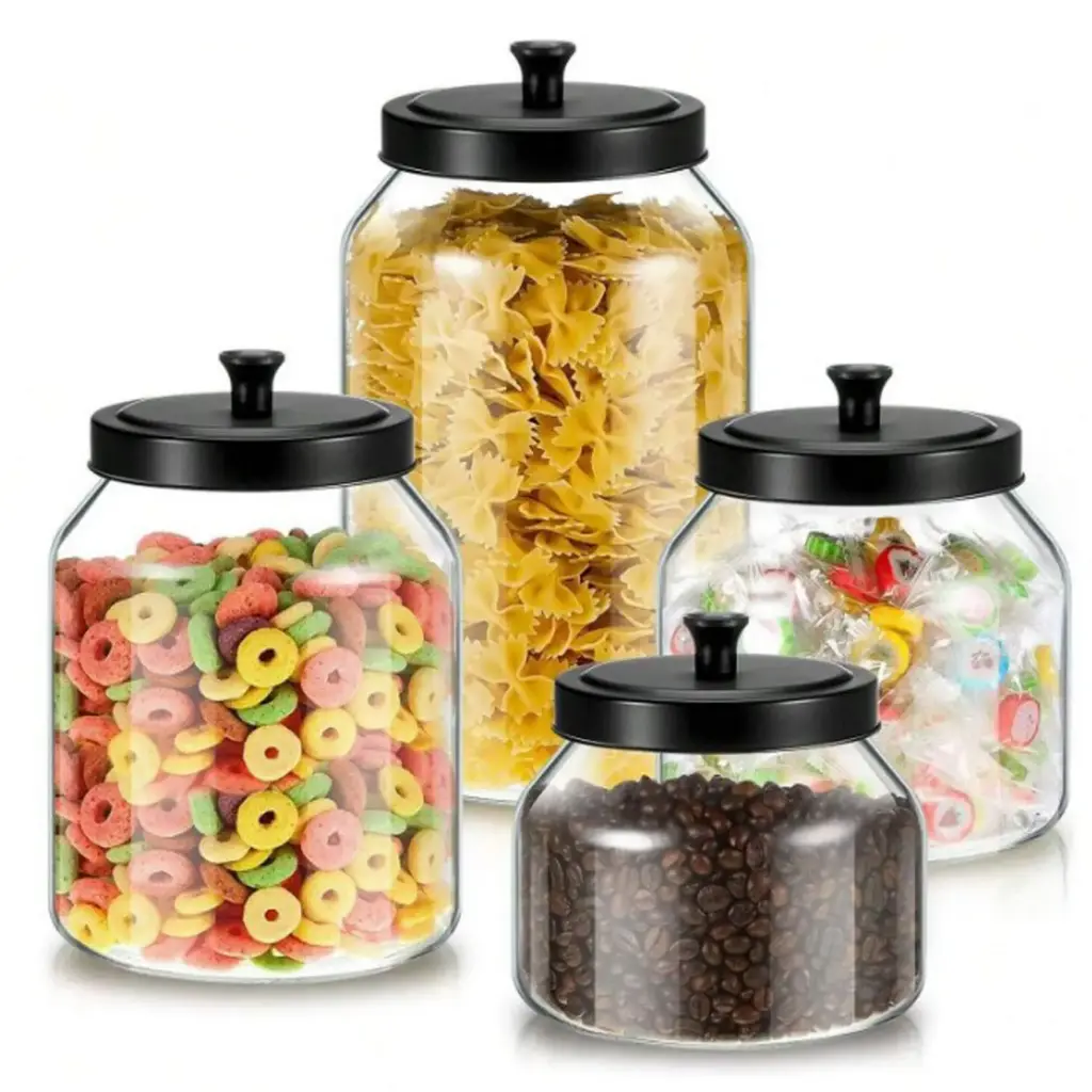 360 HOME GLASS JAR 4500ML WITH BLACK MATT COVER