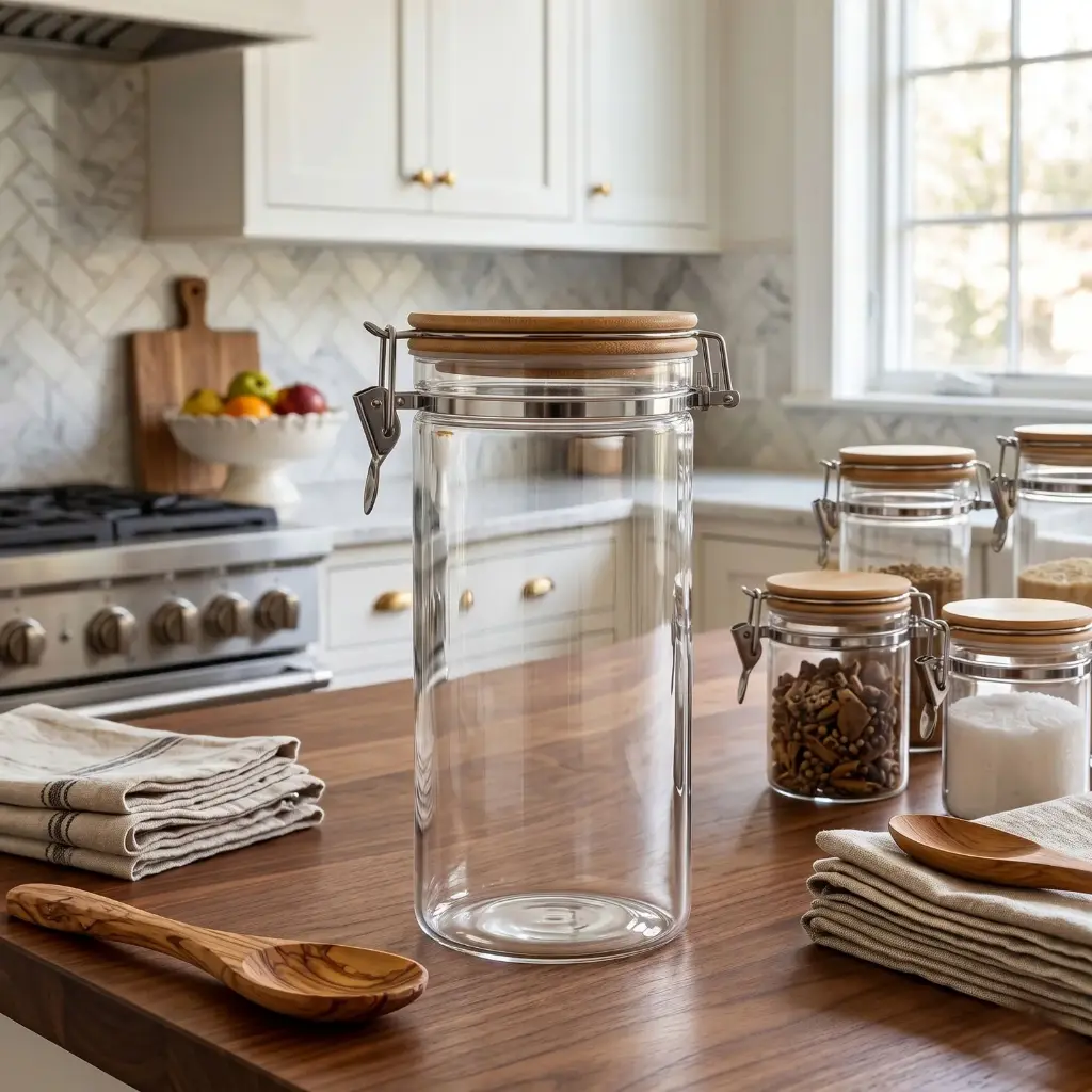 360 HOME GLASS JAR WITH COVER