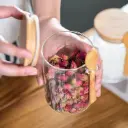 360 HOME GLASS JAR WITH COVER 10*10CM CLEAR