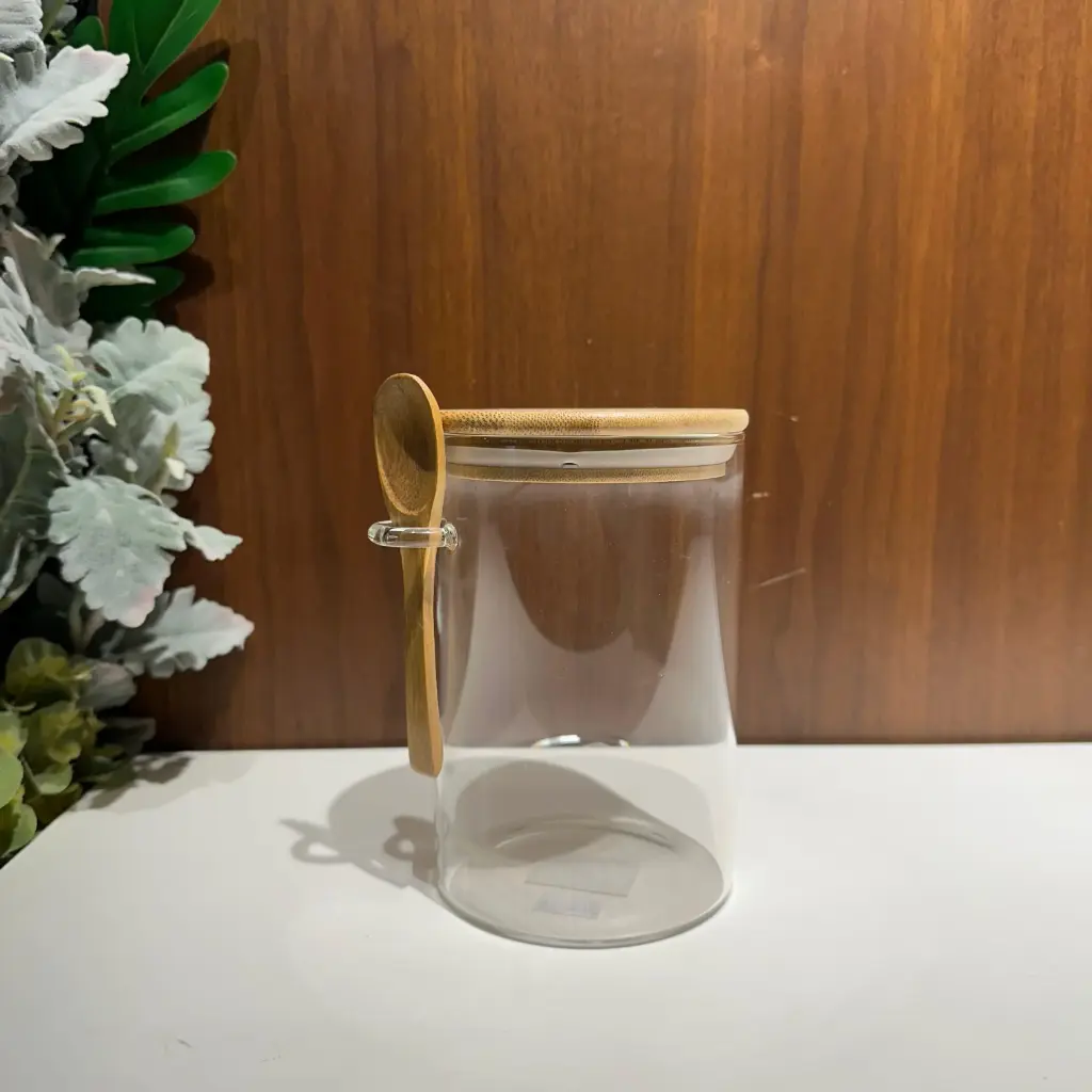 360 HOME GLASS JAR WITH COVER 10*15CM