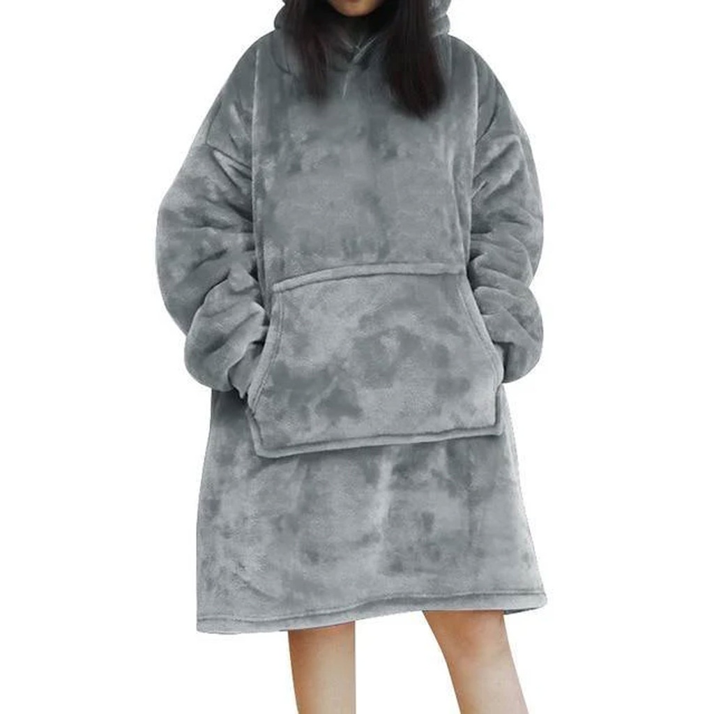 360 COTTON BLANKET HOODIE FLEECE DARK GREY