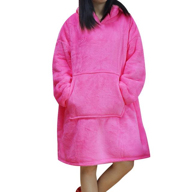 360 COTTON BLANKET HOODIE FLEECE FUSCHIA ONE SIZE