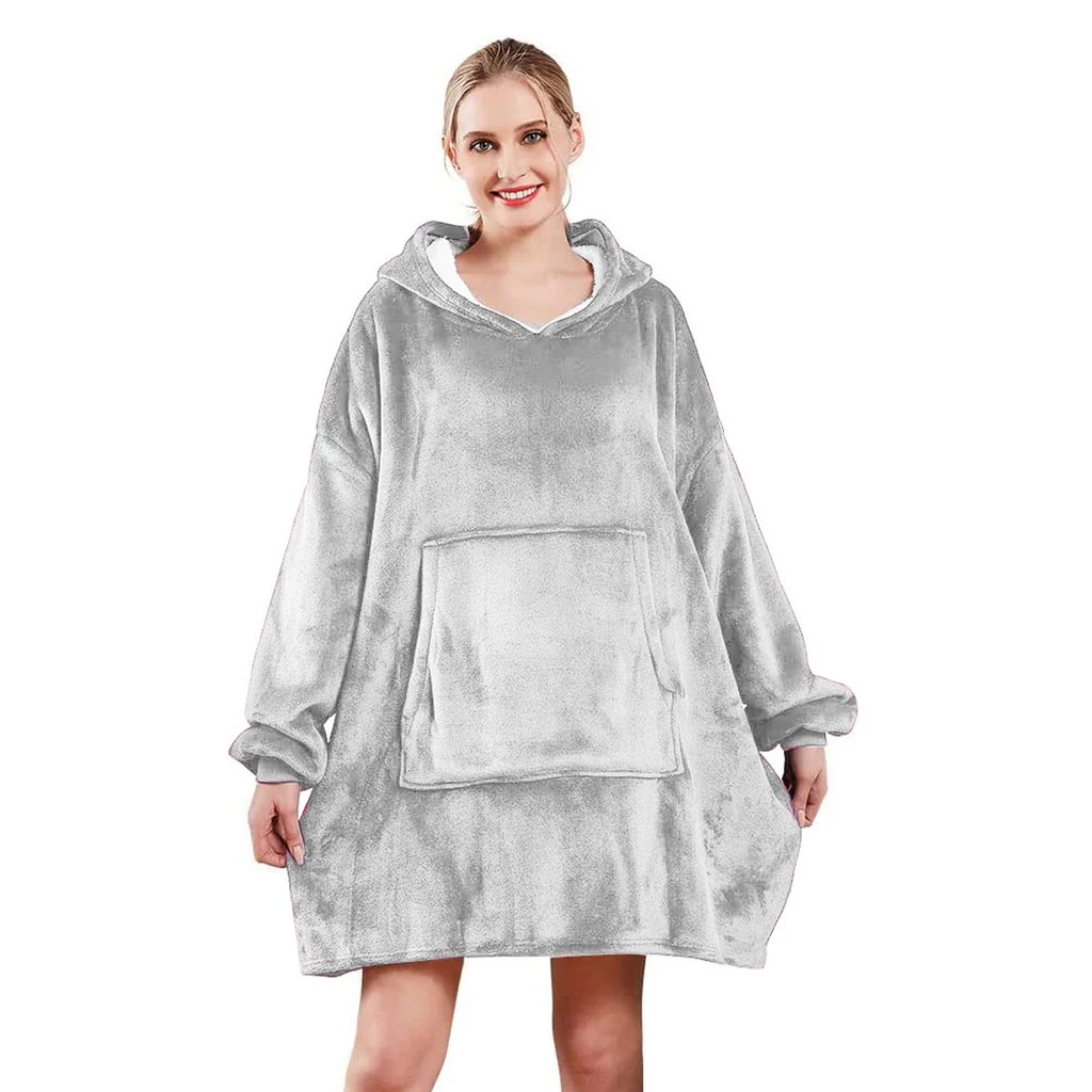 360 COTTON BLANKET HOODIE FLEECE LIGHT GREY  1 SIZ