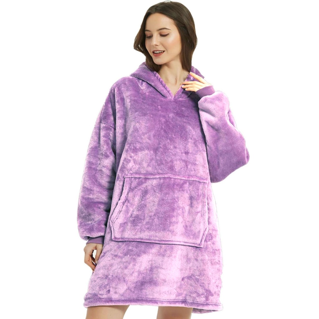 360 COTTON BLANKET HOODIE FLEECE PURPLE ONE SIZE