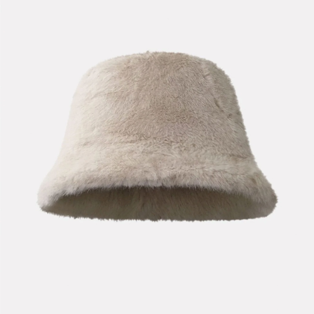 360 COTTON BUCKET HAT FAUX FUR BEIGE