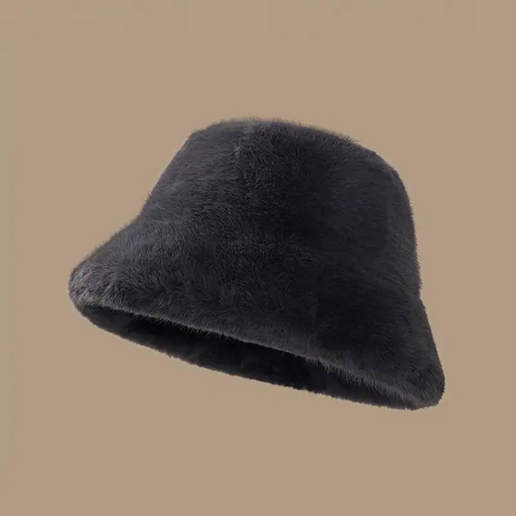 360 COTTON BUCKET HAT FAUX FUR DARK GREY