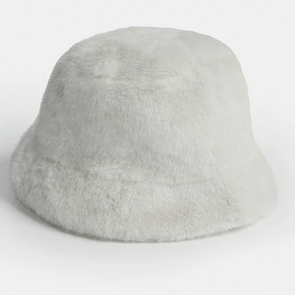 360 COTTON BUCKET HAT FAUX FUR LIGHT GREY