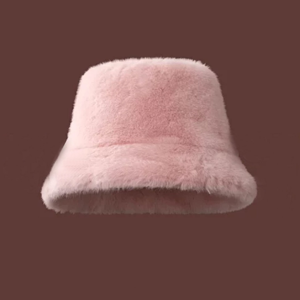360 COTTON BUCKET HAT FAUX FUR PINK