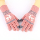 360 COTTON GLOVES KNITTED PINK FESTIVE PATTERN
