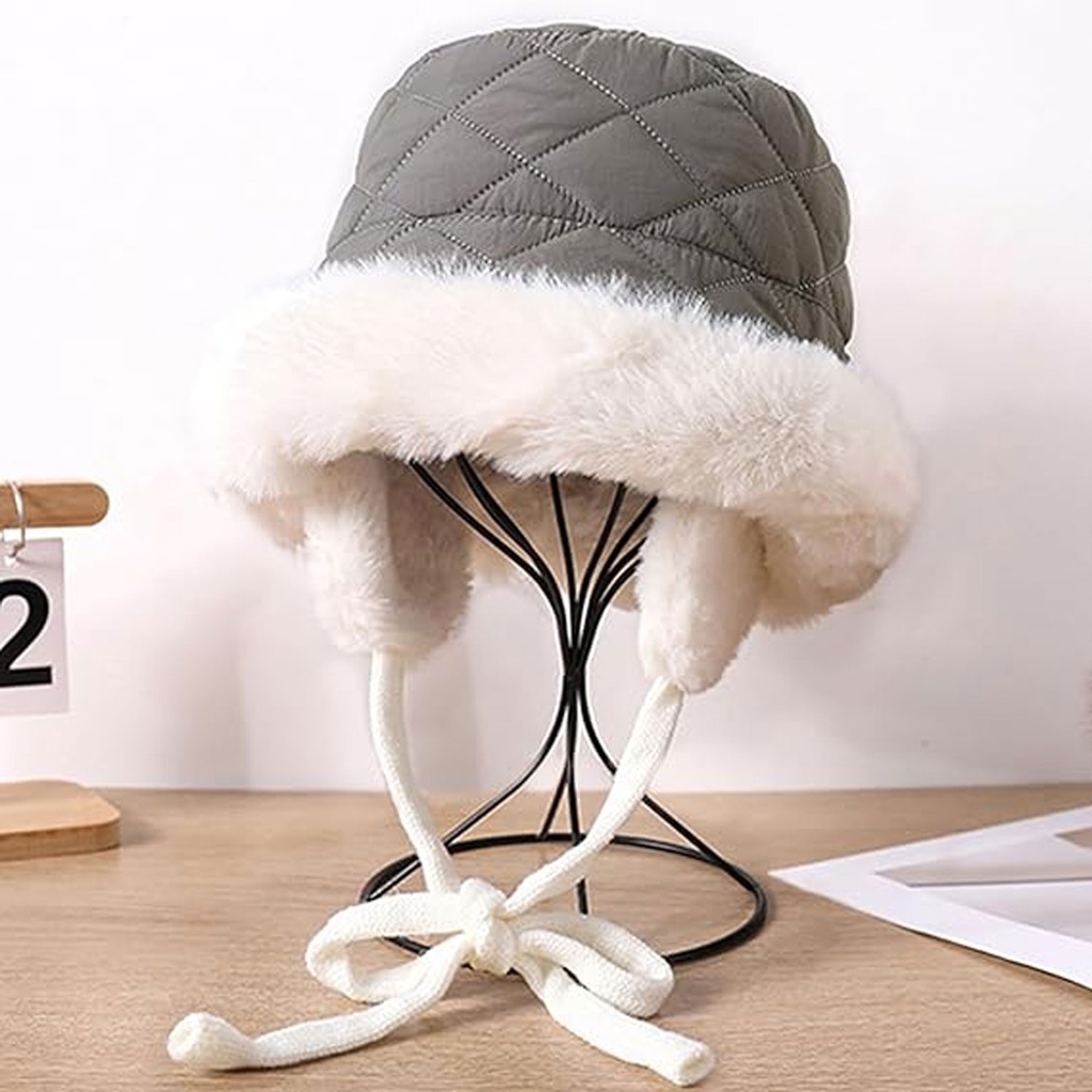 360 COTTON HAT WOMAN QUILTED OUTER SHELL GREY