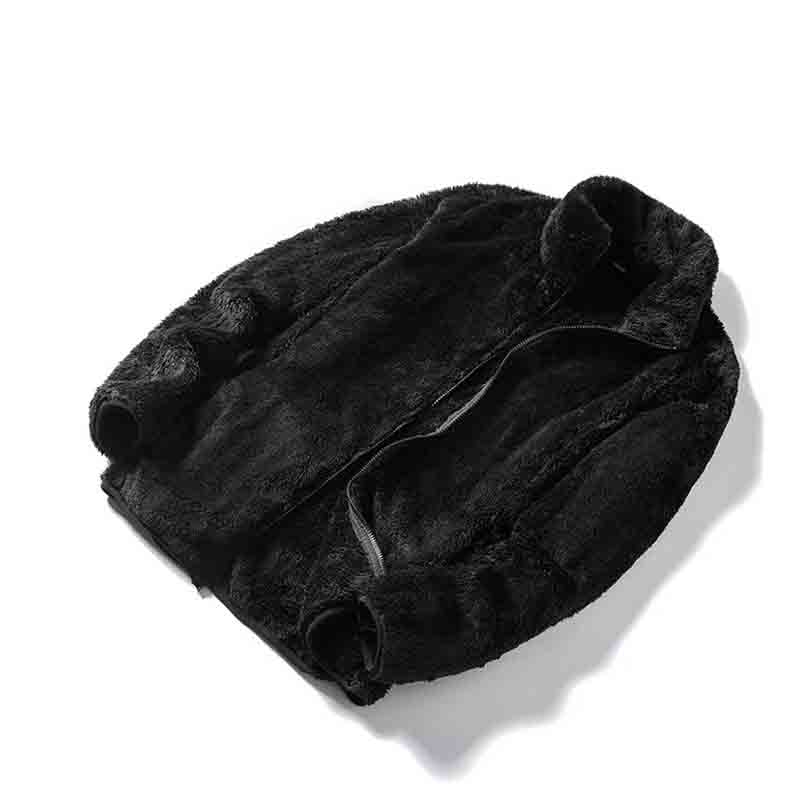 360 COTTON MEN JACKET FLEECE FILL ZIPPER BLACK