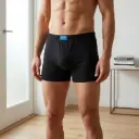 360 COTTON MEN LONG BOXER BLACK 100% COTTON XL