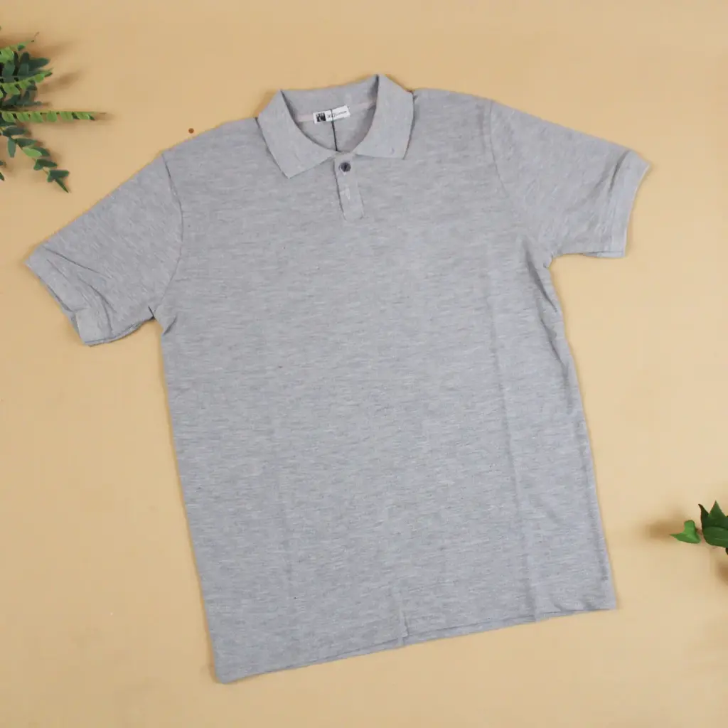 360 COTTON MEN POLO LIGHT GREY LARGE