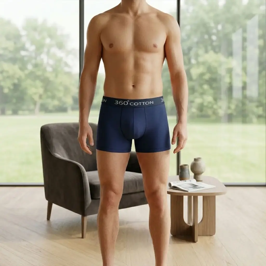 360 COTTON MEN SHORT BOXER BLUE 100% COTTON XL