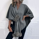 360 COTTON PONCHO ANTRACITE WOOL