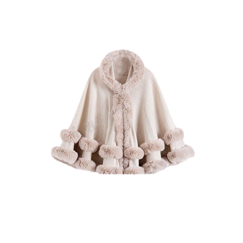 360 COTTON PONCHO BEIGE FLEECE