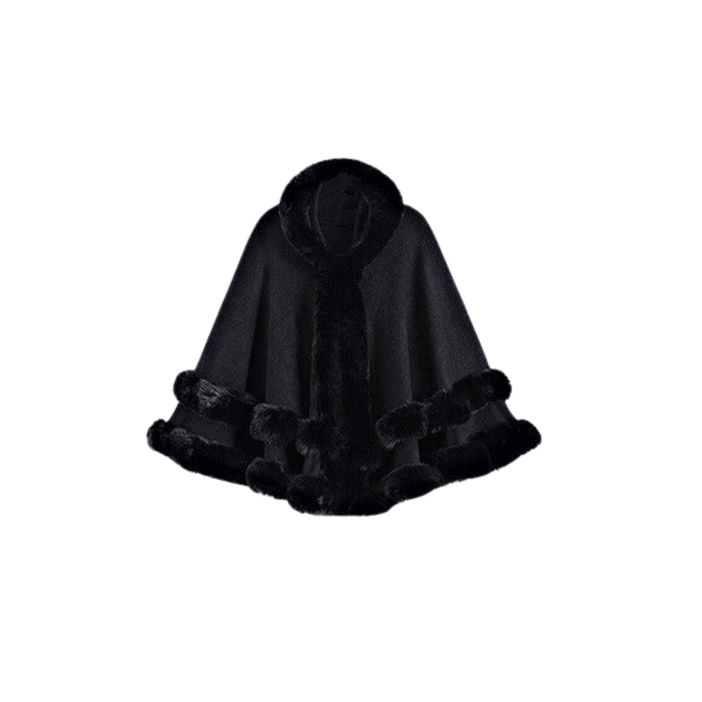 360 COTTON PONCHO BLACK FLEECE