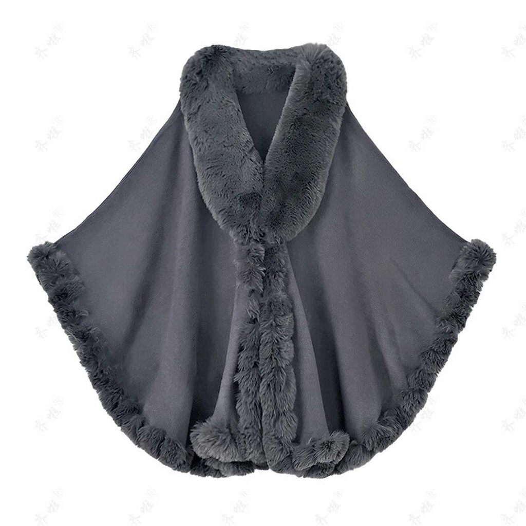 360 COTTON PONCHO ELEGANT FLEECE THICK ANTRACITE