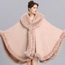 360 COTTON PONCHO ELEGANT FLEECE THICK BEIGE