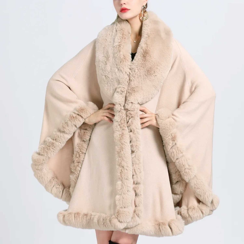 360 COTTON PONCHO ELEGANT FLEECE THICK GREIGE